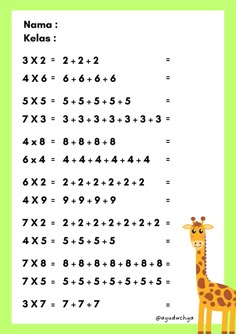 a printable worksheet for kids with numbers and a giraffe