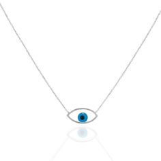 "Sterling Silver Evil Eye Necklace, Evil Eye Jewelry Beautiful and delicate evil eye necklace. Its perfect for wearing alone or layering with other necklaces. * Chain Size: Approx 18.5\" Inches * Pendant Size: Approx height .6\" in and width 1\" in * Cubic Zirconia: Clear * Available: Gold * Evil Eye Necklace Item no: 187000141 ♥ Come's with a gift pouch ready for giving. for one special lady! Please allow up to 1-3 business days for this item to ship. Multiple items are shipped with each Gift B White Gold Sterling Silver Evil Eye Necklace, White Gold Necklace With Evil Eye, White Gold Sterling Silver Necklace With Evil Eye, White Gold Evil Eye Necklace Gift, Adjustable Silver Evil Eye Necklace, Adjustable Sterling Silver Evil Eye Necklace, Minimalist Evil Eye Pendant Necklace, Elegant Silver Evil Eye Charm Necklace, Dainty Silver Necklace With Evil Eye