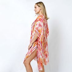 Size One Size (35" L) Material : 100% Polyester Coral Abstract, Print Kimonos, Foil Print, Lowest Price, Foil, On Sale, Coral