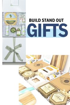 the words build stand out gifts are displayed