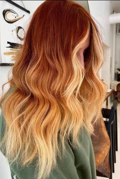 Bright Ginger Hair, Red Hair Ideas, Pink Brunette, Red Hair With Blonde Highlights, Copper Blonde Hair, Red Hair Inspo, Blond Balayage