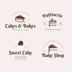 four different logos for cakes and bakes