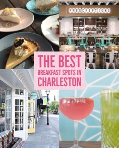 the best breakfast spots in charleston, gatlish with pink and green drinks on tables