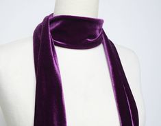 "Purple Velvet Skinny Scarf - NEW - two sizes available This shimmering lush scarf is an easy way to incorporate this season's velvet trend. Give your look an instant pop of color with this luxuriously soft skinny scarf. The deep, lush velvet will ensure that you will not need any extra jewelry when you want to drees up. You can wear this versatile scarf tied around your neck, as a choker and, as a headband, use it as an accent for a bag, wrist, hat, ankle, for business or casual wear and style Velvet Trend, Gold Drop Necklace, Headband Turban, Velvet Scarf, Purple Scarves, Scarf Headband, Scarf Tying, Style Upgrade, Purple Velvet