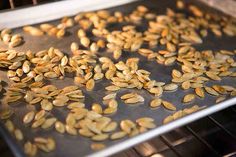 the seeds are being cooked in the oven