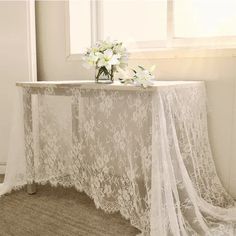 Theme : CHRISTMAS Feature : Oilproof Model Number : White Lace Tablecloth is_customized : Yes Size : 150CM*300CM Pattern : Embroidered Material : Lace Shape : Rectangle Style : Classic Style Pattern Type : Floral Technics : Knitted Use : Home,OUTDOOR,HOTEL,Wedding,Party,BANQUET Brand Name : Magzasi Origin : Mainland China CN : Guangdong White Table Cover, Party Reception, Romantic Candlelight, White Lace Fabric, Rustic Wedding Reception, Wedding Tablecloths, Fall Table Decor, Linen Store, Embroidered Lace Fabric