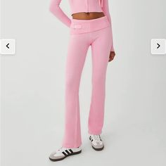 Nwt. Never Tried On Or Unwrapped. Perfect Condition As If Brand New From Website :) Chic High Stretch Pink Bottoms, Fitted Ribbed Pants For Athleisure, Fitted Ribbed Athleisure Pants, Pink Pants With Ribbed Waistband, Pink Ribbed Bottoms For Spring, Pink Stretch Ribbed Bottoms, Pink Ribbed Stretch Bottoms, Stretch Ribbed Pink Bottoms, High Stretch Spring Loungewear Pants