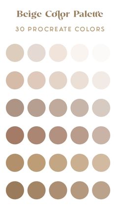 the color palette is shown in shades of brown, beige and white with different colors