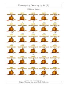 thanksgiving counting worksheet with pumpkins and words on it, including the numbers 1 - 10