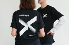 Deptford X by IYA Studio, United Kingdom Tshirt Branding, Corporate T-shirt, Hoodie Design Ideas, Clever Logo Design, Corporate Shirts, Design Dragon, Event Shirts, Lgbt T Shirts, Shirt Logo Design