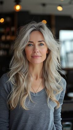 20 Flattering Bangs Hairstyles for Older Women to Try Now Long Layered With Side Bangs, Over 50 Long Hairstyles For Women, Long Boho Hair, Long Gray Hair With Bangs, Flattering Bangs, Very Short Bangs, Long Hair Older Women, Hai Styles, Gray Blending