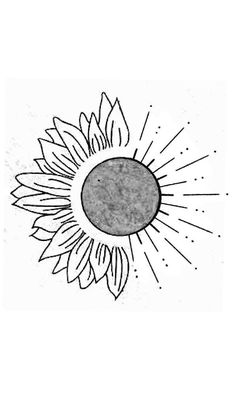 a drawing of a sunflower in black and white