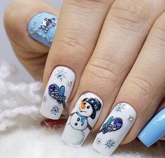 Frozen Nail Designs, Xmas Nail Art, Holiday Nail Designs, Winter Nails Acrylic, Cute Nail Art Designs, Christmas Nails Easy, Christmas Gel Nails