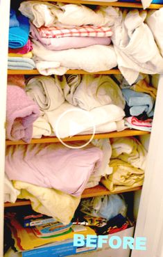 an organized closet filled with clothes and other items to dry them off before bedtime