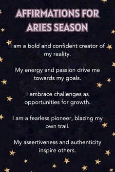 the affirmations for aris season poem