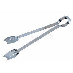 two tongs with handles are shown on a white background for use in cooking utensils