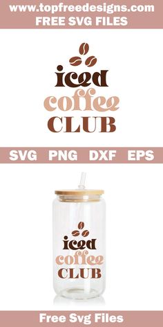 the iced coffee club logo is shown in three different colors