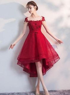 Beautiful Red Cap Sleeves High Waist Party Dress, Red Homecoming Dress on Luulla Red Knee-length Prom Dress, Red A-line Dress For Prom Season, Red Knee-length Evening Dress For Prom Season, Red Knee-length Evening Dress For Prom, Red Knee-length Bridesmaid Dress, Red Prom Season Banquet Dress, Red Dresses For Wedding And Prom Season, Red Dress For Wedding And Prom Season, Red Knee-length Dress For Homecoming