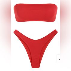 Optional Straps, Never Worn, Size Xl Red Bandeau Swimwear For Sunbathing, Red Strapless Swimwear For Vacation, Red Strapless Swimwear For Beach Season, Red Strapless Stretch Swimwear, Womens Swim, Swimming, Red, Women Shopping, Color