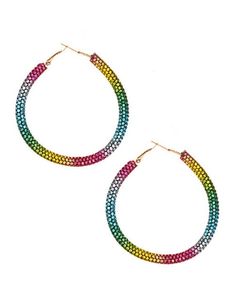 Beautiful Rainbow Hoops! Beautiful for any occasion! Rainbow Earrings, Beautiful Rainbow, Jewelry Earrings Hoops, Delicate Bracelet, Etsy Earrings, Brooklyn, Gold Bracelet, Jewelry Earrings, Hoop Earrings