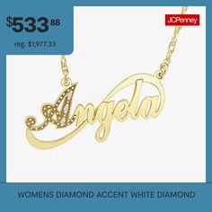 Included: 1 Necklace Chain(s)Features: PersonalizedDiamond Clarity: I1Jewelry Closure: Spring Ring ClaspLink Construction: SolidSetting: ProngStone Cut: RoundDiamond Color: H-IMetal Color: YellowChain Length: 18 InchChain Width: 1.25 MillimetersPendant Length: 31.7mmPendant Width: 5.5mmRounded Carat Weight: Less Than 1/10 Ct.t.wChain Construction: RopeCare: Wipe CleanStone Type: 1 Natural DiamondBirthstone: April BirthstoneMetal: 10k GoldNecklace Type: Pendant NecklacesAssembled in the US from … Gold Jewelry With Diamond Accents For Mother's Day, Mother's Day Gold Jewelry With Diamond Accents, Elegant Gold Name Necklace With Diamond Accents, Elegant White Nameplate Jewelry, Gold-plated Name Necklace For Anniversary, Diamond Accents Name Necklace For Gift, Gold Plated Name Necklace For Anniversary, Gift Name Necklace With Diamond Accents, Anniversary Gold Plated Name Necklace