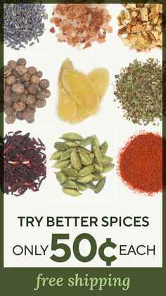 the flyer for try better spices only $ 50 each free shipping is available in stores