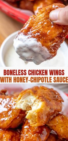 chicken wings with honey - chipotle sauce are the perfect appetizer to serve