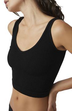 Lounge or layer in this oh-so versatile ribbed crop top that looks (and feels) great wherever you go. 16" length (size Medium/Large) V-neck 50% rayon, 45% nylon, 5% spandex Machine wash, dry flat Imported Strap Crop Top, Workout Crop Top, Summer Crop Tops, Ribbed Crop Top, Favorite Sweater, Knit Crop, Ribbed Fabric, Festival Outfits, Crop Tank