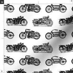 an old fashioned motorcycle pattern is shown in black and white, as well as the size of