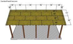 the plans for a shed roof are shown