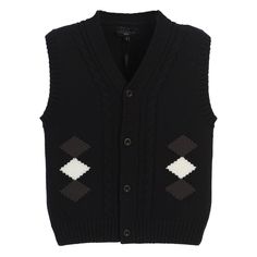 100% Organic Cotton, Button Front Closure Knitted Vest, Ribbed Knit Trim at V-neck, arm openings and hem, Machine Washable; Imported, Lightweight Knitted Construction, Coordinate a comfortable look with this boys V-neck knitted vest. For Casual look wear with jeans. For a formal look pair it with a dress shirt, tie or bow tie. Machine Washable; Imported.***PLEASE refer to size chart measurements and choose suitable size before placing order. Boys Knits, Shirt Tie, Knitted Vest, Kids Clothes Boys, Boys Sweaters, Design Center, Formal Looks, Size 4t, Diamond Design