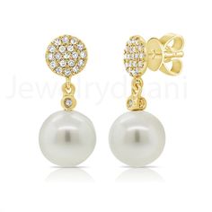 Genuine 0.11 Ct. Si Clarity G h Color Pave Diamond Disc Stud Earrings With Solid 14K Yellow Gold Pearl Drop Earrings Handmade Jewelry >> About this product:- * SKU Code: JD_0086 * Handmade/ Handcrafted Fine Jewelry * Metal: 14K Solid Yellow Gold (with Stamped) * Metal Purity: 14K Gold With Stamped * Custom Metal Purity: 14K/ 18K * Diamond Clarity:- SI-1 * Diamond Color:- G-H * Diamond Weight:- 0.11 Ct. * Diamond Cut:- Brilliant Cut (Excellent Cut) * Pearl Weight:- 10.00 Ct. * Earrings Size: 22 m Diamond White Pearl Earrings With Pave Setting, Yellow Gold 14k Pearl Earrings, Yellow Gold Round Diamond Earrings With Pearl Drop, Yellow Gold Dangle Earrings With Pave Setting, Yellow Gold Diamond Earrings With Pearl Drop, Diamond Pearl Earrings In Yellow Gold, Anniversary Brilliant Cut Yellow Gold Pearl Earrings, Yellow Gold Cubic Zirconia Pearl Earrings For Anniversary, Gold Pearl Earrings With Prong Setting