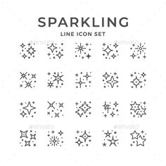 a set of nine sparkling stars - decorative objects / objects web elements on separate layers