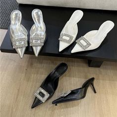 Spring Women Slippers Crystal Buckle Thin Heels Pointed Toe Mule Shoes Fashion Party Zapatos De Mujeres Shoes Type: Modern Slippers Applicable Place: outside Upper Material: PU Heel Height: High (5cm-8cm) Season: Summer Heel Type: Thin Heels Item Type: slippers Model Number: 3256806430458787 Fashion Element: CRYSTAL Department Name: ADULT Outsole Material: Rubber With Platforms: Yes Platform Height: 0-3cm Mules Slippers size 35=US size 4 = feet lenght 22.5CM size 36=US size 5 = feet lenght 23CM size 37=US size 6 = feet lenght 23.5CM size 38=US size 7 = feet lenght 24CM size 39=US size 8 = feet lenght 24.5CM Heels height:cm Platform height: cm Mules Slippers, Plaid Shoes, Summer High Heels, Shoes Party, Mule Shoes, Summer Heels, Women Slippers, Pu Heels, Spring Women