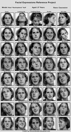 the facial expressions reference project is shown in black and white