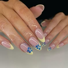 Summer Yellow Nails, Frenchies Nails, Hawaiian Nails, Teen Nails, Blue Hibiscus, Summery Nails, Summer Yellow, Vacation Nails, Sunny Afternoon