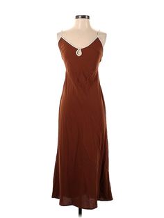 Abercrombie & Fitch Cocktail Dress Size: X-Small Brown Dresses - used. 100% Polyester, Slip dress, Open Neckline, Long, Sleeveless | Abercrombie & Fitch Cocktail Dress - Slip dress: Brown Dresses - Used - Size X-Small Petite Brown V-neck Mini Dress For Evening, Brown V-neck Cocktail Dress, Casual Brown V-neck Mini Dress, Evening Brown V-neck Mini Dress, Brown Cotton V-neck Mini Dress, Brown Dress, Abercrombie Fitch, Slip Dress, Cocktail Dress