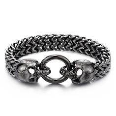 PRICES MAY VARY. Gothic Mens Grey Black Stainless Steel Skull Franco Link Curb Chain Bracelet with Spring Ring Clasp Metal: Stainless Steel Finishing: Polished Dimension: Chain length: 21.5CM(8.46"); Chain Width: 1.2CM(0.47") ; Weight: 72.4g Package: Jewelry Box with Brand Name COOLSTEELANDBEYOND *Condition: 100% brand new
*Code: MB-3184-1336
*Metal: Stainless Steel
*Finishing: Polished
*Dimension: Chain length: 21.5CM(8.46"); Chain Width: 1.2CM(0.47") 
*Weight: 72.4g
*Package: Jewelry Box with Package Jewelry, Curb Chain Bracelet, Black Stainless Steel, Black Steel, Curb Chain, Spring Rings, Chain Lengths, Chain Length, Chain Bracelet