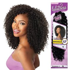 Sensationnel Lulutress Bohème 12" Tresse Synthétique      Tresse synthétique bohème Sensationnel Lulutress de 12 po  Couleur affichée : 1B.  100 % fibre de qualité supérieure.  Tresse au crochet.   Texture douce et éclat naturel.  Boucle naturelle longue durée.  Coiffage et entretien faciles.     LULUTRESS™, UNE RÉVISION RAFRAÎCHISSANTE D'UN ARTICLE CLASSIQUE ; SANS RESTRICTION POUR VOUS.   De l'informel au formel, Lulutress™ propose des coiffures astucieuses à un prix abordable. Avec un entreti Crochet Texture, Weave Shop, Crochet Braid, Crochet Braids Hairstyles, Tight Curls, Curl Pattern, Synthetic Lace Wigs, Braided Hairstyles Updo, Half Wigs