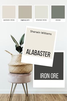 the color scheme for sherylin williams's new paint palette, abaster iron ore