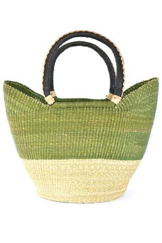 Sage Green Color Block Wing Shopper with Braided Leather Handles, Image Green Color Block, Bolga Basket, Sage Green Color, Woven Wall Art, Logo Mugs, Gem Necklace, One Clothing, Gift Exchange, Pearl Choker