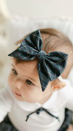 Baby Girl Christmas Bow Headband | Navy Plaid Holiday Bows for Baby Girls Girl Holiday, Bow Headbands, Plaid Baby, Holiday Bows, Girl Christmas, Christmas Bows