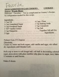 a recipe for cookies with instructions on how to bake them and what to use it