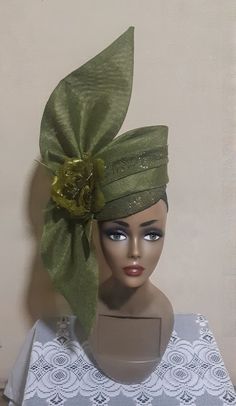 Green Fascinator, Turban Hijab, Handmade Hats, Lagos Nigeria, Handmade Hat, Turbans, Exquisite Design, Head Wraps, Fascinator