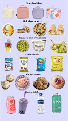 the contents of a lunch box are shown in this graphic above it's description