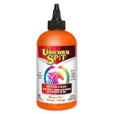 an orange bottle of unicorn spit