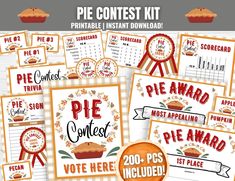 printable pie contest prize kit for the pie contest, including pies and pie awards