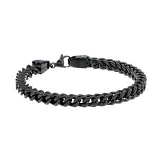 This foxtail chain bracelet is the perfect finishing touch. Click on this JEWELRY & WATCHES GUIDE to learn about fit, styles, materials and more! FEATURES Type: foxtail Width: 6 mm Clasp: lobster-claw Metal: stainless steelPlating: ion platingPackaging: boxed Size: 9". Color: Black. Gender: male. Age Group: adult. Black Curb Chain Bracelet As Gift, Black Link Jubilee Bracelet, Black Cuban Link Bracelet As Gift, Black Link Bracelet With Curb Chain, Black Stainless Steel Bracelet With Curb Chain, Black Stainless Steel Curb Chain Bracelets, Formal Black Box Chain Bracelet, Black Metal Bracelet With Curb Chain, Black Link Chain Bracelet With Stainless Steel Clasp