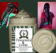 Our Infused Fenugreek & Chebe Butter is a true powerhouse! Made with two of the most potent natural hair growth ingredients in the world 100% Authentic Chebe & Fenugreek, these two ingredients combined with our fully whipped unrefined butters will achieve maximum hair growth while leaving your hair softer, stronger, and properly moisturized. NATURALLY SCENTED and gentle enough for everyone to use (absolutely NO artificial fragrances or ingredients) *Chebe powder is an ancient hair regimen Chadia Chicago Heights, Natural Hair Treatments, Vegan Hair Care, Mega Hair