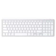 the apple keyboard is white and has two keys on each one side, while the other half